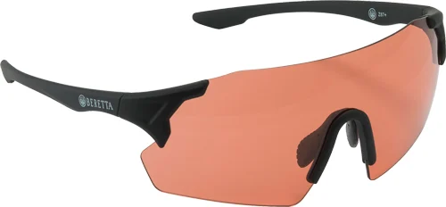 Beretta Challenge EVO shooting glasses orange lens black frame adjustable rubber nose piece