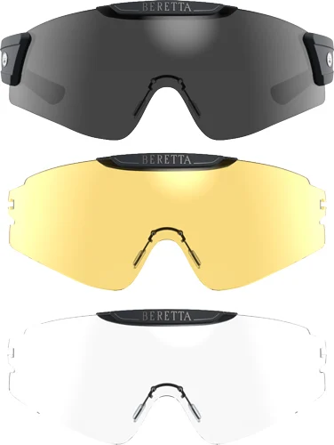 Beretta Intermask interchangeable safety eyeglasses with fume, neutral, and YLLW lenses