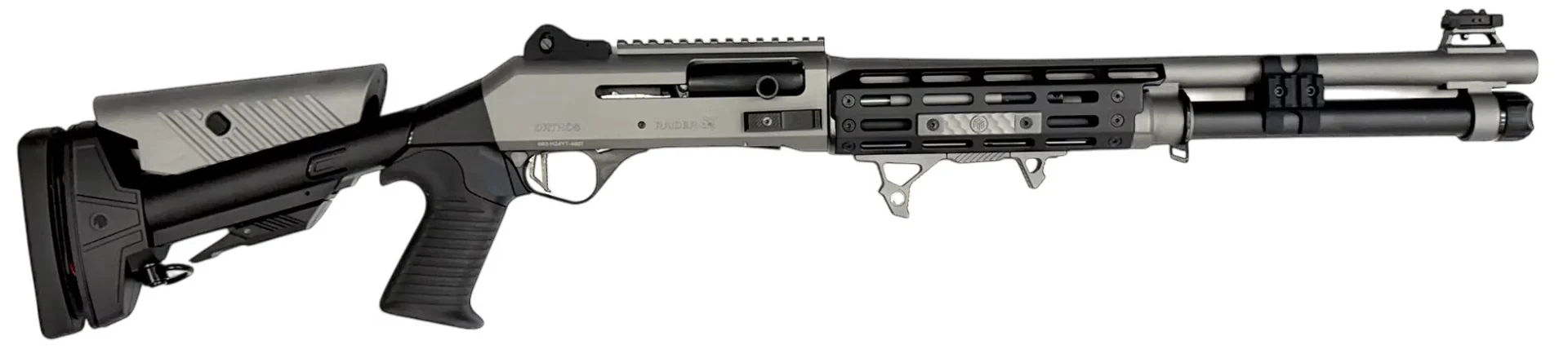 ORTHOS Raider S4 12 Gauge shotgun in grey with M-LOK handguard and adjustable stock