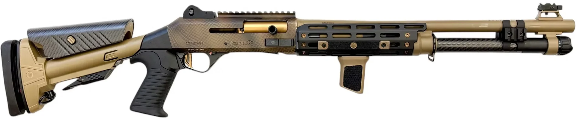 ORTHOS Raider S4 Elite Holt Works 12 Gauge shotgun with SHOCK FORCE stock and FIBERTRON LED sight