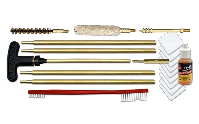 Otis .30 Cal Rifle Cleaning Kit with sectional brass rods, brush, mop and FP-10 CLP