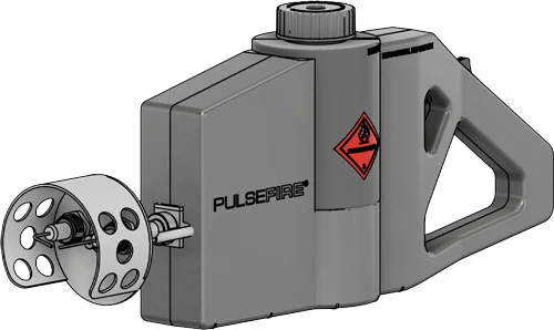 Exothermic Pulsefire Compact handheld ignited fuel-stream torch with 13 oz reservoir