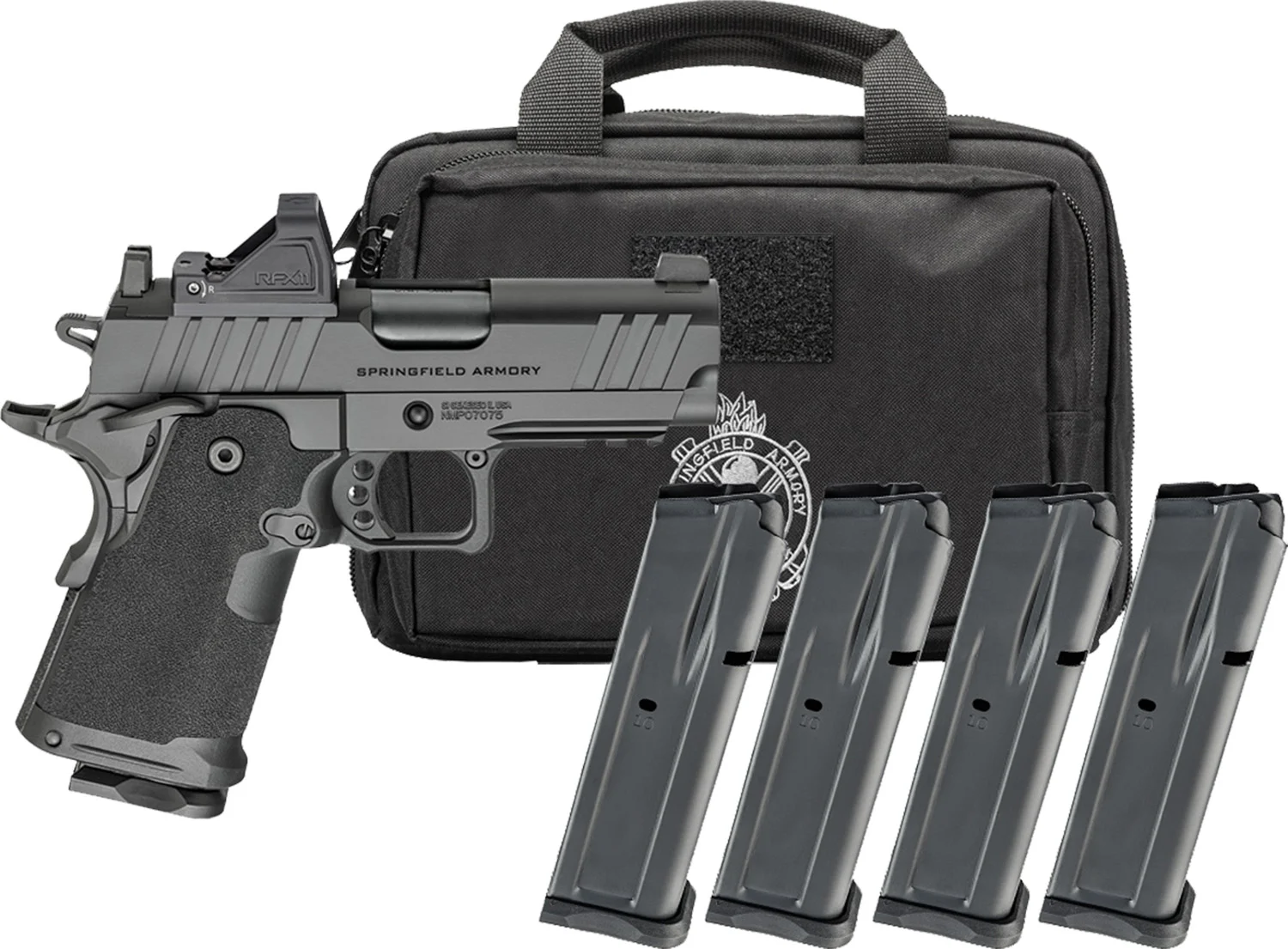 Springfield Armory 1911 DS Prodigy Compact 9mm 3.5in with Viridian RFX11 and four 15-round magazines