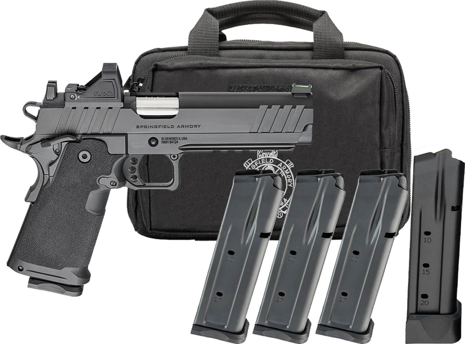 Springfield Armory 1911 DS Prodigy AOS 9mm 5-inch pistol with Viridian RFX11 and magazines