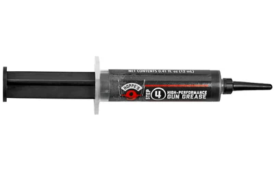 Hoppe's Black Gun Grease syringe with precision applicator for firearms maintenance