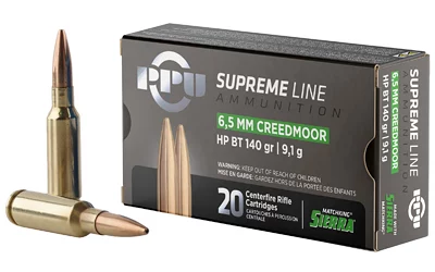PPU Supreme 6.5 Creedmoor 140 gr HPBT ammunition - 20 rd box
