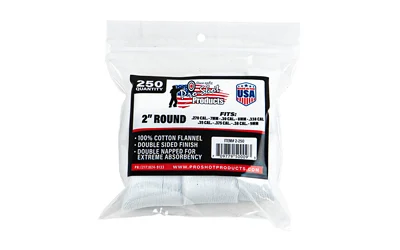 Pro-Shot 2-inch round cotton cleaning patches, .270-.38 cal, 250 count