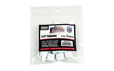Pro-Shot 0.75in square cotton flannel cleaning patches 500 pack for .17-.22 caliber