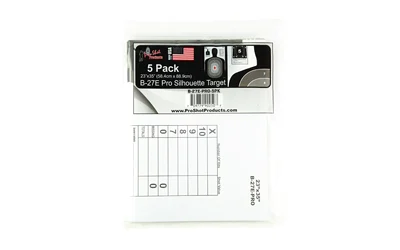 Pro-Shot B27 silhouette paper target 23 x 35 inches with pro red center, pack of 5