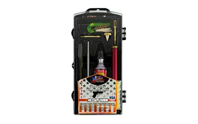 Pro-Shot Premium Classic .40 Cal/10mm pistol cleaning kit in plastic case with rod, brushes and patches