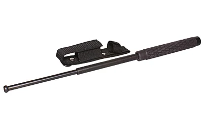PSP 21-inch expandable baton with textured rubber handle and nylon holster, black