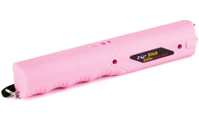 Personal Security Products Zap Stick pink stun gun with built-in flashlight and soft rubber grip