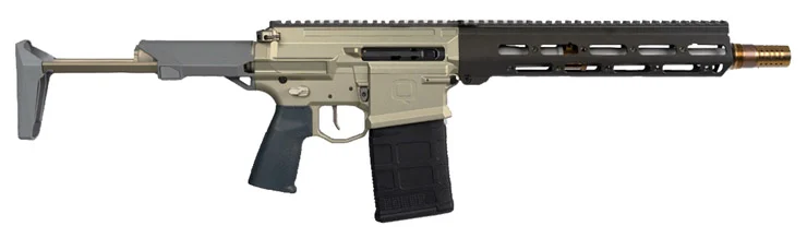 Q LLC Boombox 8.6 Blackout 12in pistol with brace, bead-blasted stainless barrel and M-LOK handguard