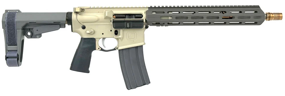 Q Sugar Weasel 5.56 NATO pistol 13 inch barrel with SBA3 brace Flat Dark Earth