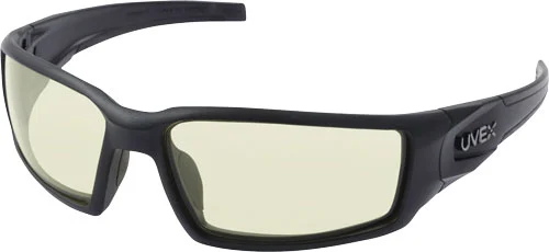 Howard Leight Hypershock safety glasses black frame amber lens