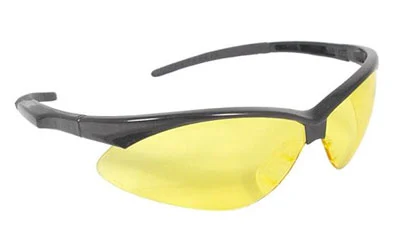 Radians Outback shooting glasses, black half-frame with amber anti-fog lens and neck cord