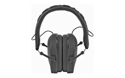 Radians Vertex Slim electronic earmuff in black with dual microphones, 85 dB NRR