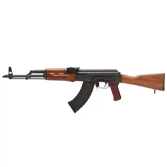 Riley Defense RAK101 AK-style rifle with stained teak stock and 16.25-inch nitride barrel, black finish