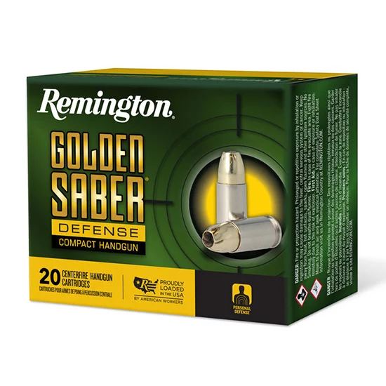 Remington Golden Saber Defense 9mm+P 124gr BJHP ammunition box