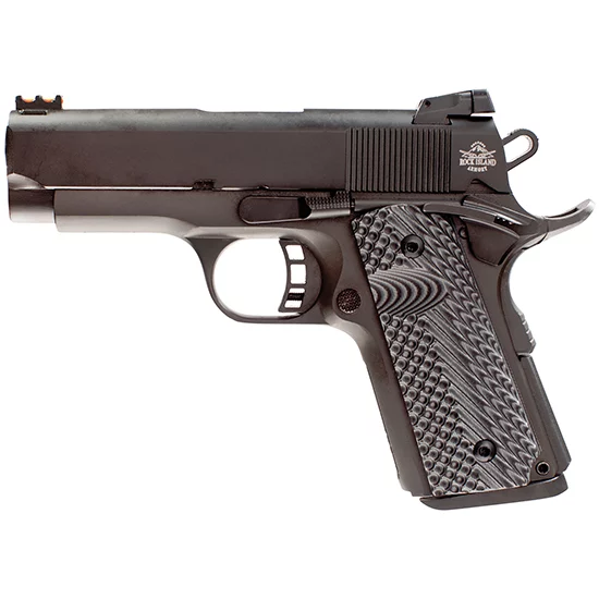 Rock Island Armory Rock Ultra CS 1911 compact .45 ACP pistol, black parkerized finish with G10 grips