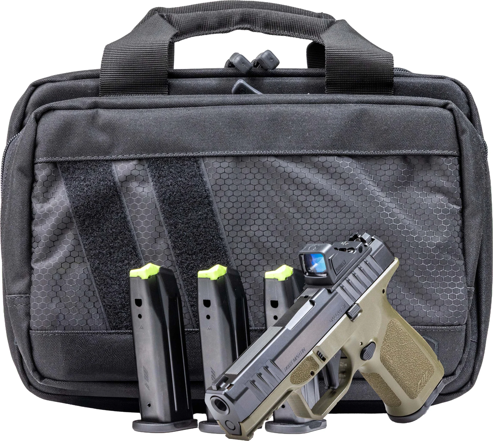 ROST MARTIN RM1C 9mm compact pistol bundle in OD green with Viridian RFX11 and four magazines