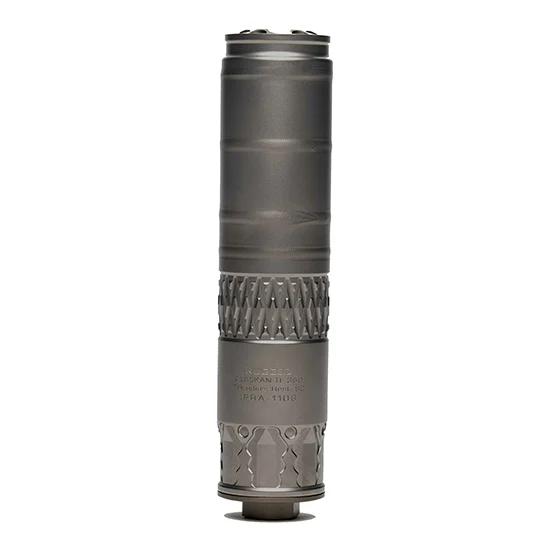 Rugged Suppressors Alaskan360Ti titanium suppressor, bead-blasted finish, 1.6 inch diameter