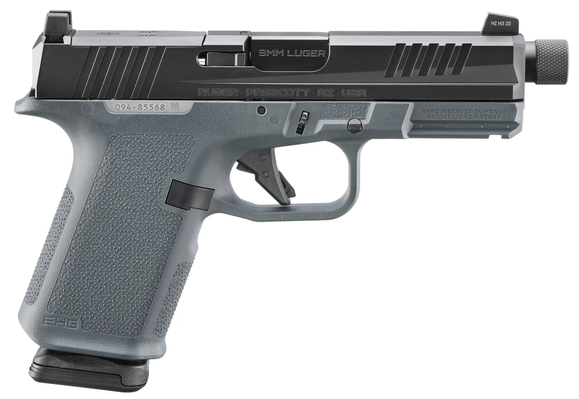 Ruger RXM 9mm pistol threaded barrel Stealth Gray Magpul Enhanced Handgun Grip