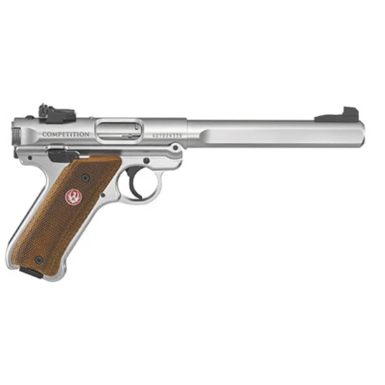Ruger Mark IV Competition .22 LR pistol with 6.88 in slab-sided bull barrel and laminate thumbrest grips