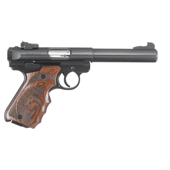 Ruger Mark IV Target .22 LR 5.5in blued bull barrel laminate target grips two 10rd mags