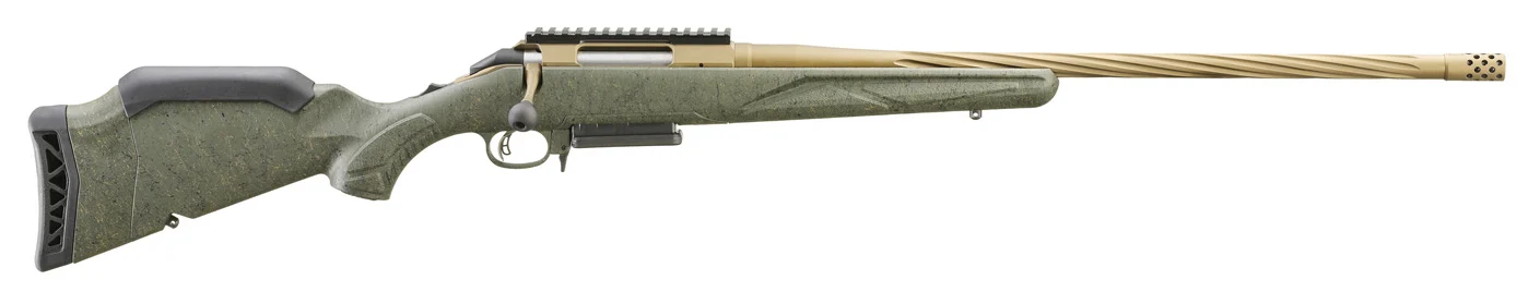 Ruger American Predator Gen II 7mm-08 Rem rifle 22in Burnt Bronze Cerakote green splatter stock