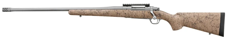 Ruger Hawkeye FTW Hunter left-hand 6.5 Creedmoor rifle with speckled tan-black synthetic stock and stainless receiver