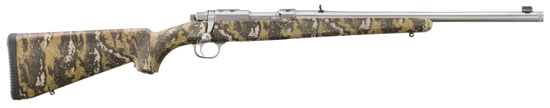 Ruger 77/357 rifle .357 Magnum 18.5in threaded brushed stainless with Desolve camo stock