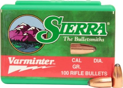 Box of Sierra Varminter Hornet .223 45 grain jacketed soft point bullets, 100 per box