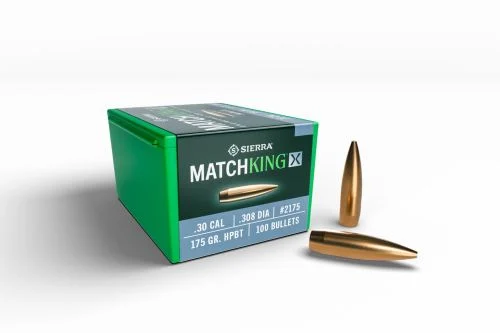 Sierra MatchKing X .30 Cal (.308) 175gr Hollow Point Boat Tail bullets, 100 per box