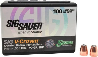 Sierra V-Crown 9mm .355 90gr JHP bullets 100ct box
