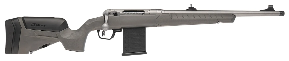 Savage 110 Ridge Hunter 5.56 NATO 18 in bolt-action rifle with flat dark gray adjustable LOP synthetic stock