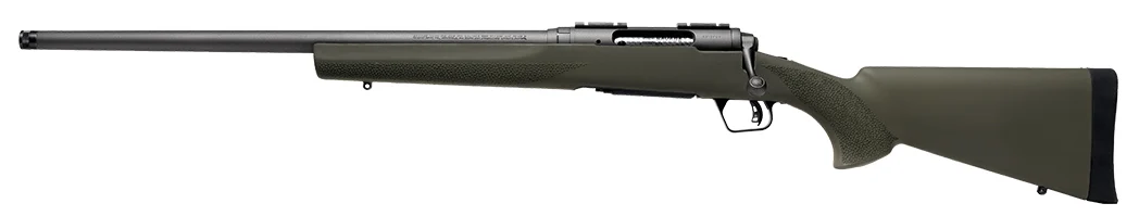Savage 110 Trail Hunter left-hand bolt-action rifle 6.5mm Creedmoor 22-inch threaded barrel OD green Hogue stock