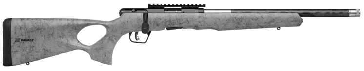 Savage B22 TimberLite Thumbhole rifle .22 WMR 18 in with grey thumbhole stock