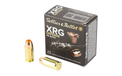 Sellier & Bellot SB45XA XRG Defense .45 ACP 165gr solid copper hollow point 25rd box