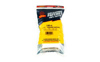 Shooters Choice 2.5 inch square 100% cotton gun cleaning patches, 100 pack