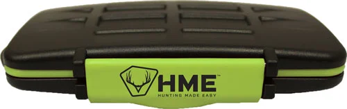 HME SDCH memory card case in black/green holding SD and micro-SD cards