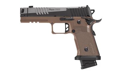 Sig Sauer P211 GTO Combat 9mm with 4.4-inch bull barrel and Mach3D compensator in coyote brown