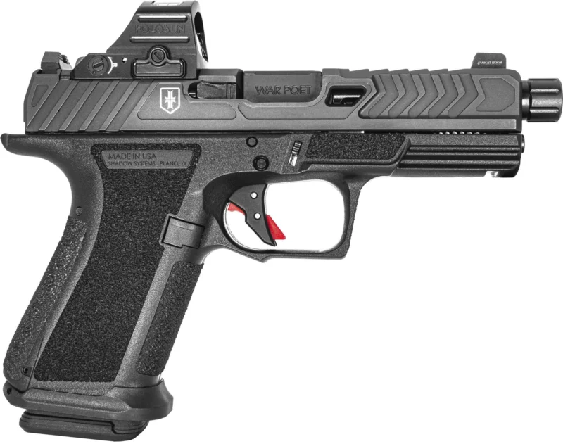 Shadow Systems MR920 War Poet 9mm pistol with Holosun 507C, black fluted threaded barrel