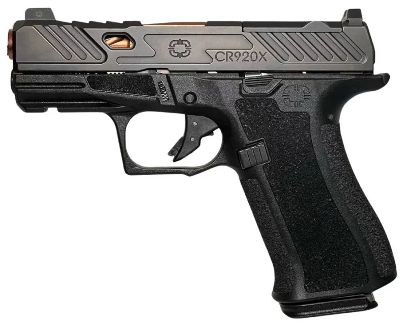 Shadow Systems CR920X Elite 9mm pistol with bronze fluted barrel and black polymer frame