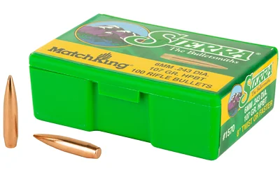 Sierra MatchKing 6mm (.243) 107gr HPBT match bullets - box and bullets