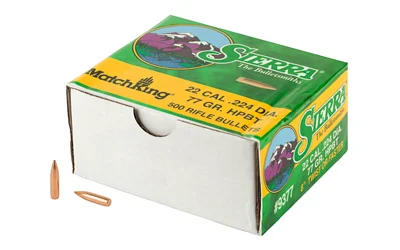 Sierra MatchKing 77 gr .224 HPBT match bullets box, 500 count