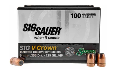 Sierra V-Crown 9mm 125gr JHP bullets 100 count box