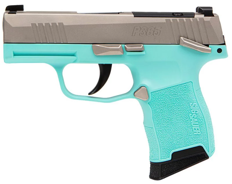SIG Sauer P365-380 Micro-Comp 3.1in Nickel Slide Robin's Egg Blue Grip 2x10rd