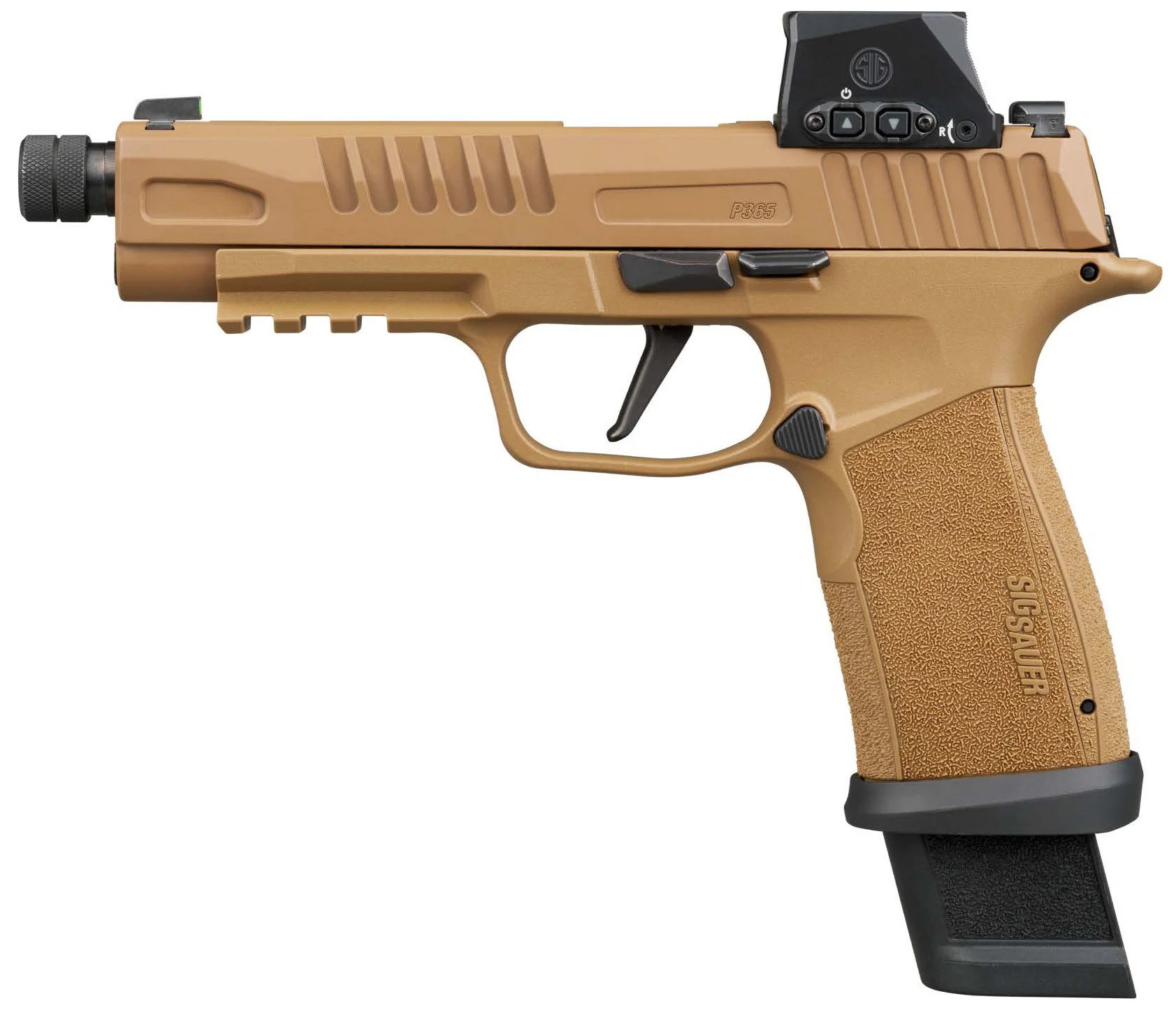 Sig Sauer P365 FUSE TACOPS Romeo-X 9mm Coyote threaded barrel four 21-round magazines