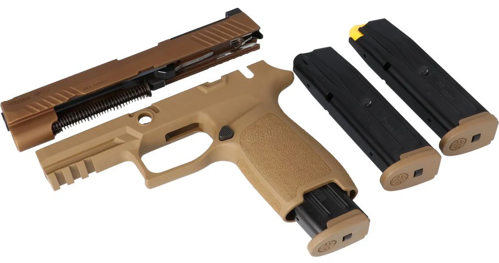 Sig Sauer CAL-X Kit P320-M17 9mm Coyote Tan 4.7in slide with three 10-round magazines